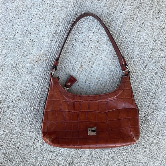 Dooney & Bourke Mini Croc Purse Brown Handbag Vintage Classic Quiet Luxury - Picture 1 of 8